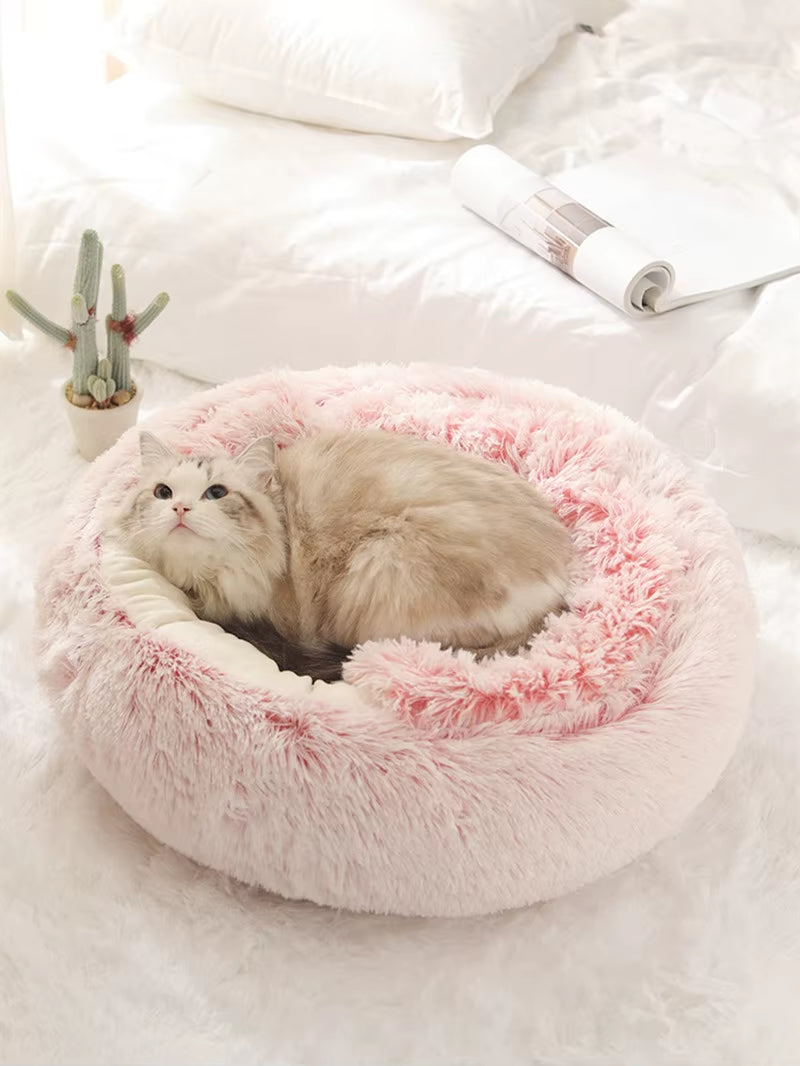Winter 2 in 1 Cat Bed round Warm Pet Bed House Long Plush Dog Bed Warm Sleeping Bag Sofa Cushion Nest for Small Dogs Cats Kitten