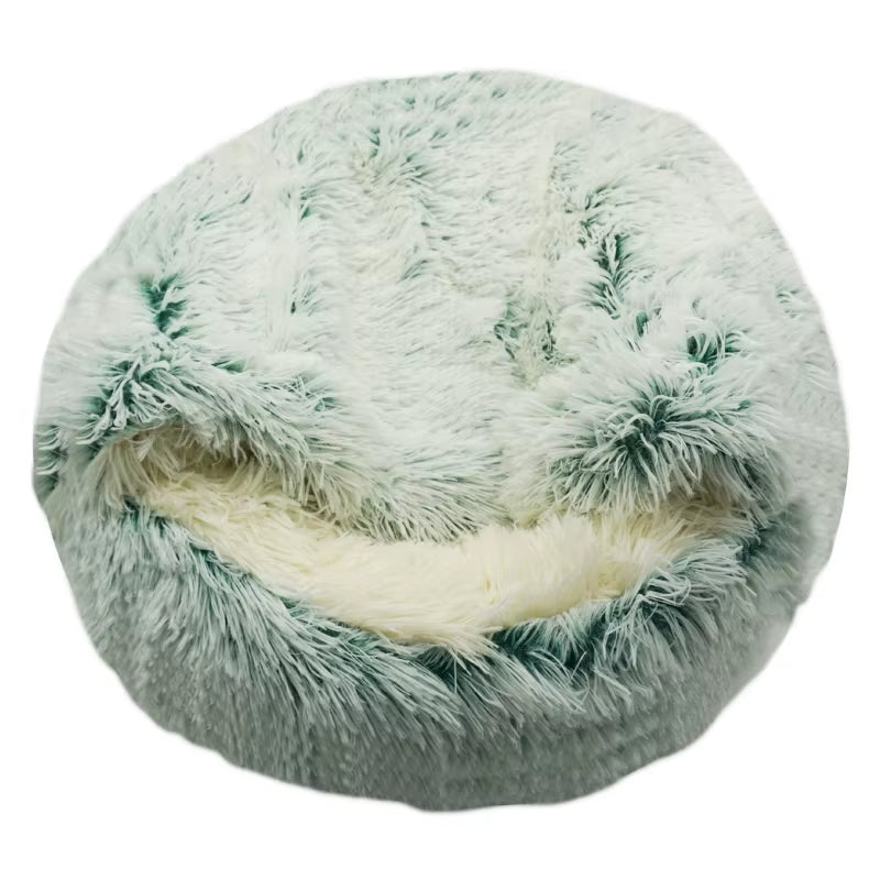 Winter 2 in 1 Cat Bed round Warm Pet Bed House Long Plush Dog Bed Warm Sleeping Bag Sofa Cushion Nest for Small Dogs Cats Kitten