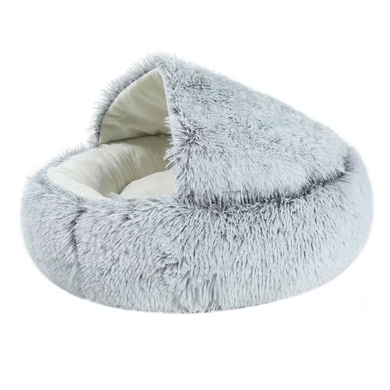 Winter 2 in 1 Cat Bed round Warm Pet Bed House Long Plush Dog Bed Warm Sleeping Bag Sofa Cushion Nest for Small Dogs Cats Kitten